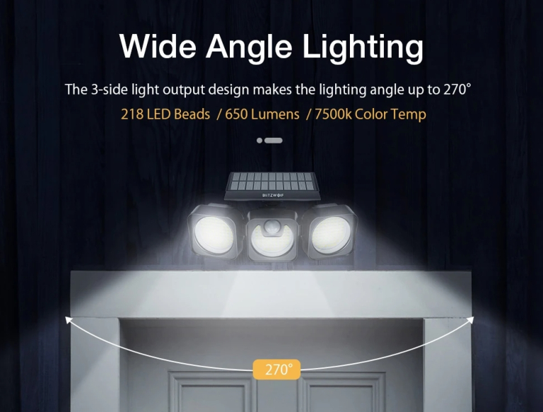 218 LED-es, kültéri, napelemes BlitzWolf lámpa akció 7