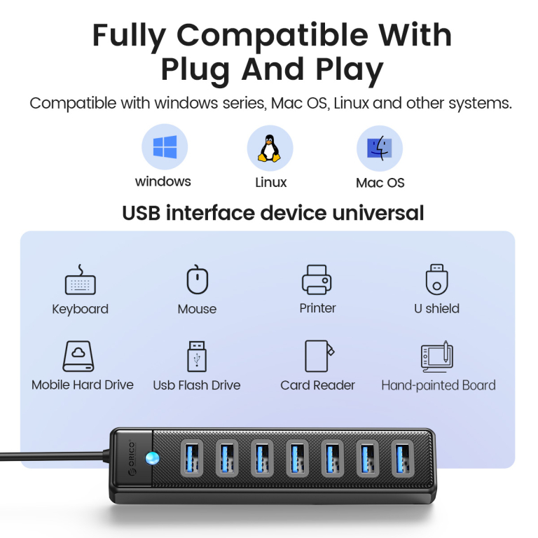 Orico 7 portos USB hub, amibe minden eszköz belefér 9