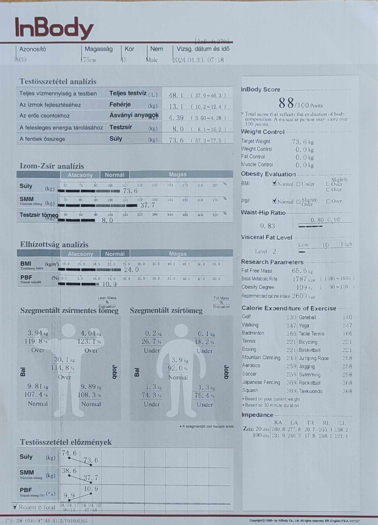 BodyPedia LM-S001 testösszetétel elemző okosmérleg teszt 48