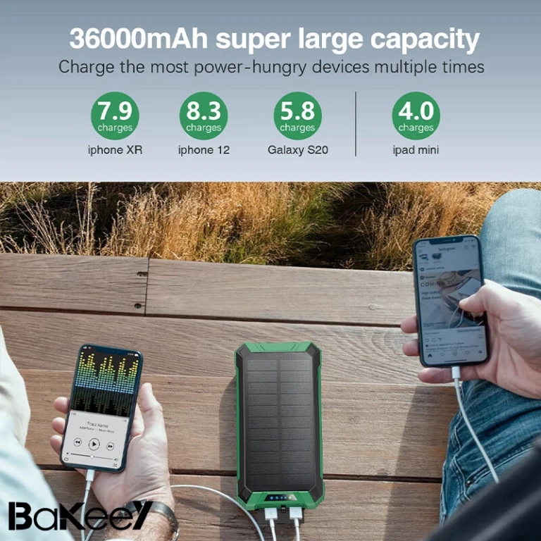 Két erős, napelemes Bakeey power bank 10 000 Ft környékén 10