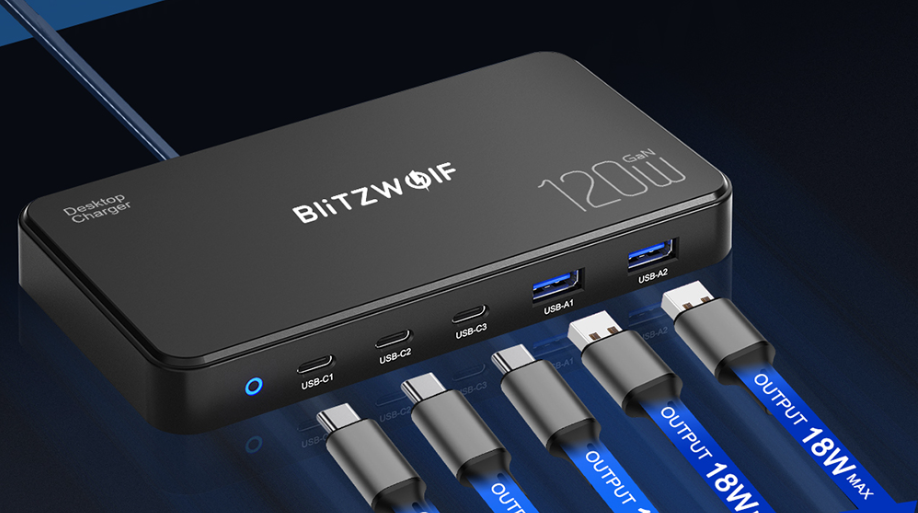 BlitzWolf BW-i100 120 W-os USB- töltő