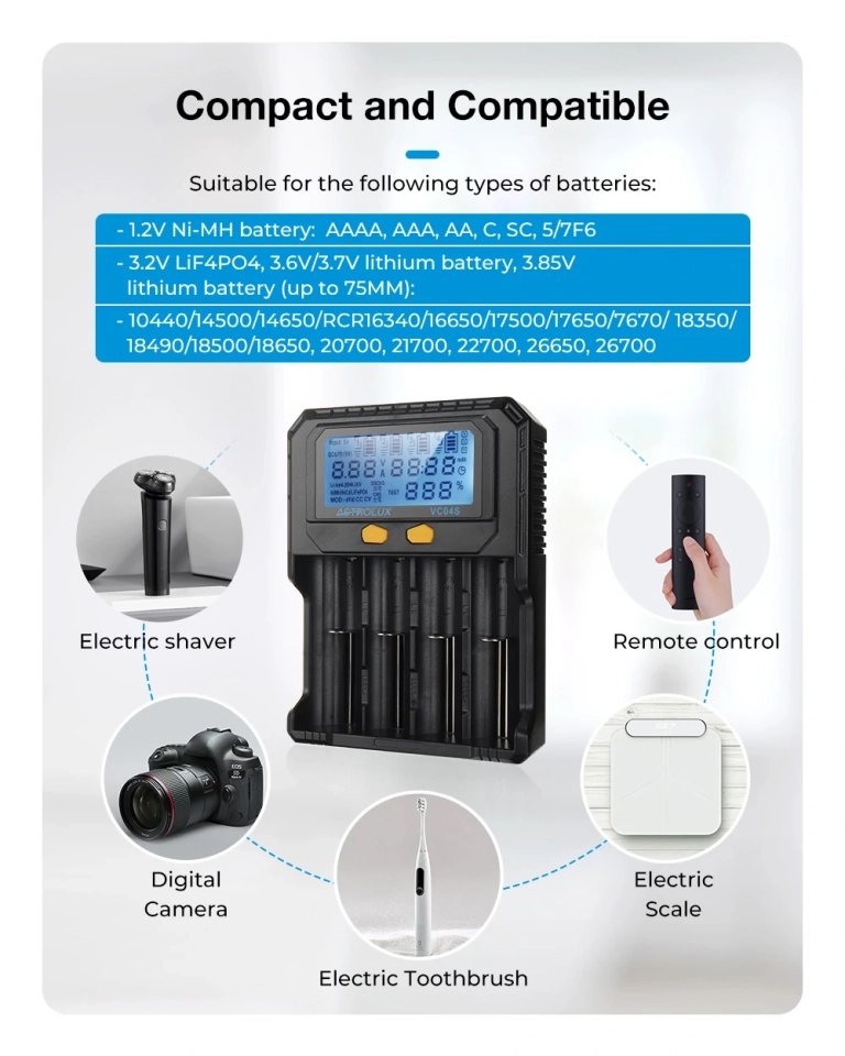 Az Astrolux VC04S akku töltő minden elemmel megbirkózik 6