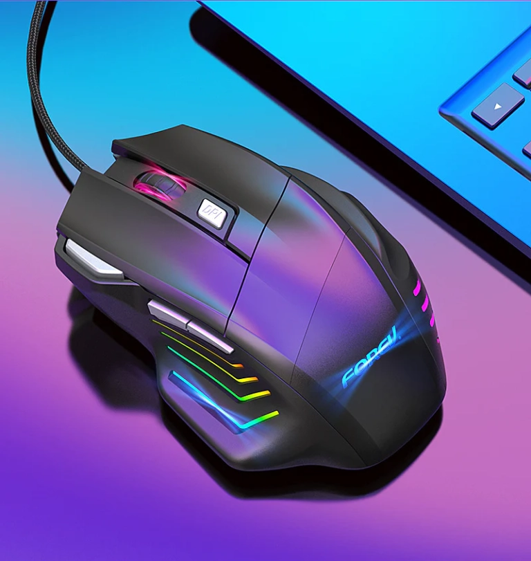 FOREV FV-X7 vezetékes, RGB fényes gamer egér 7000 Ft alatt 3