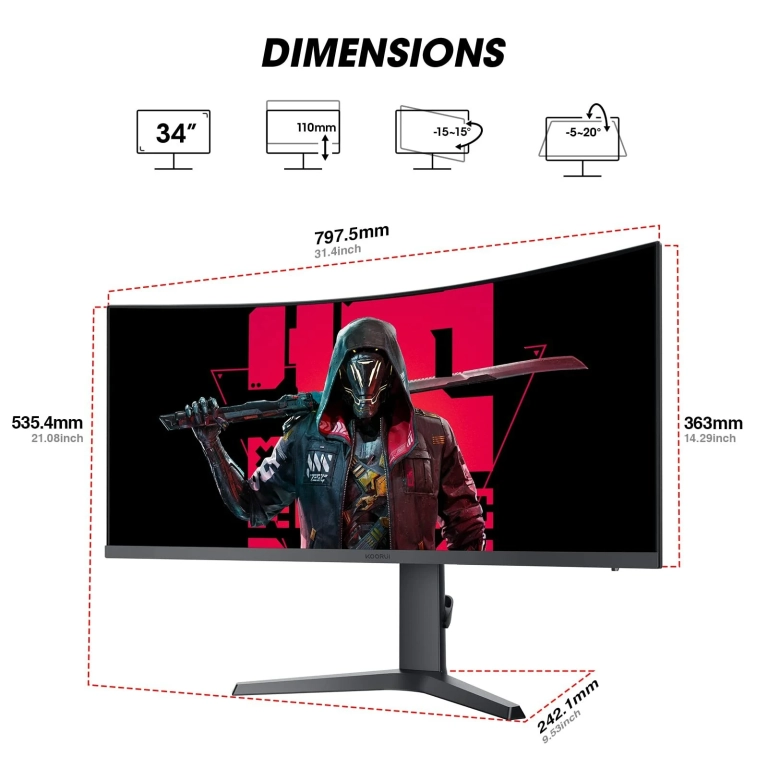 KOORUI 34 colos ultrawide ívelt monitor kuponozható 6