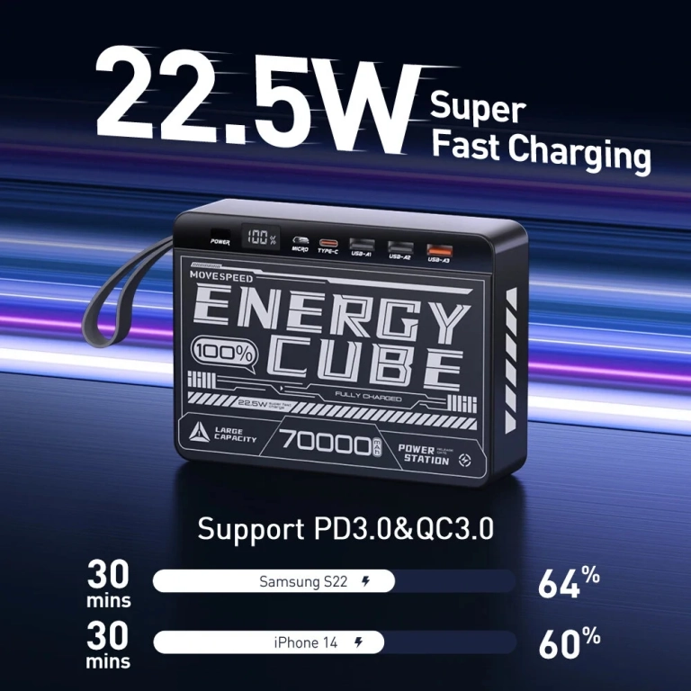 MOVESPEED Z70 power bank hatalmas kapacitással rendelhető 4