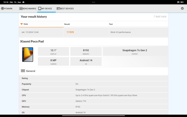 Xiaomi Poco Pad tablet teszt 48