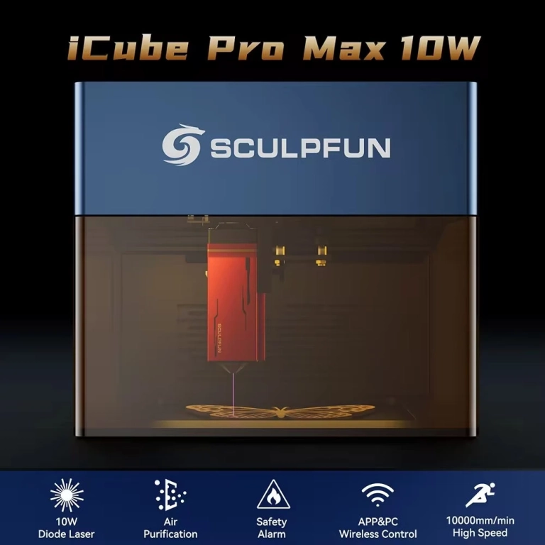 A Sculpfun iCube Pro Max lézergravírozó olcsóbb kintről 14