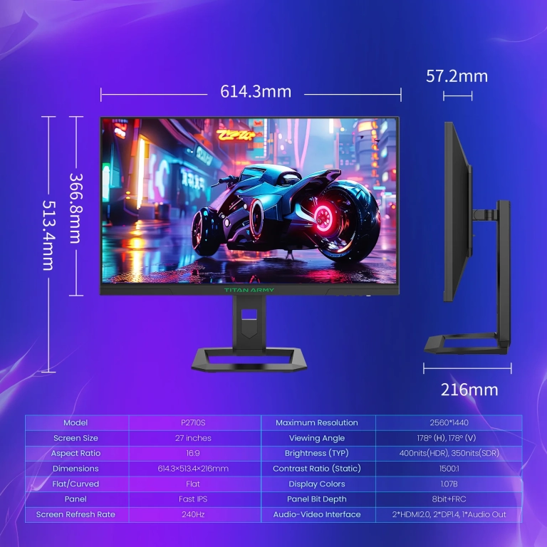 Vidd csapatod az élre a TITAN ARMY P2710S gamer monitorral 9