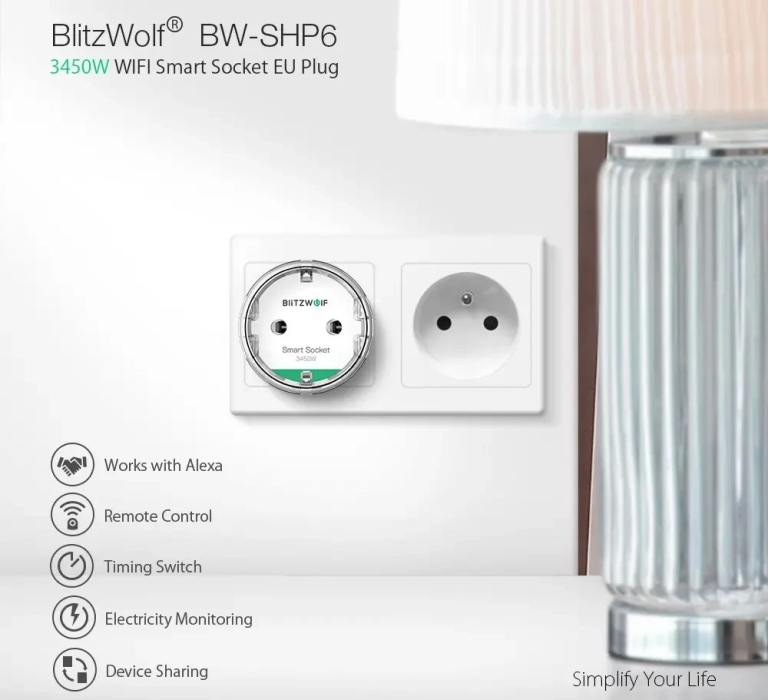 BlitzWolf BW-SHP6 Pro okos dugalj: energiafigyelő a falban 2