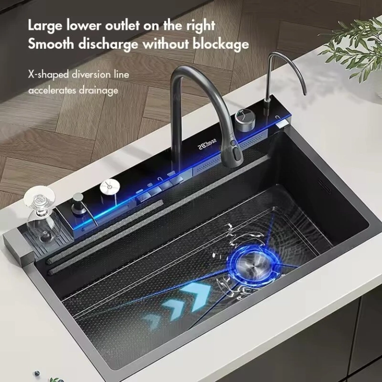 Digitális kijelzős, LED-es, vízeséses csodamosogató 6