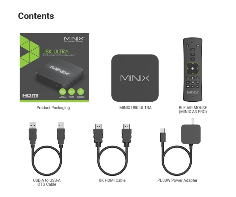 MINIX U8K-Ultra médialejátszó: 8K-s, Androidos doboz 8