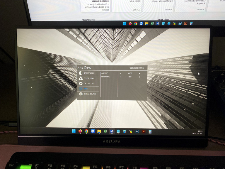 Arzopa Z1FC hordozható gamer monitor teszt 20