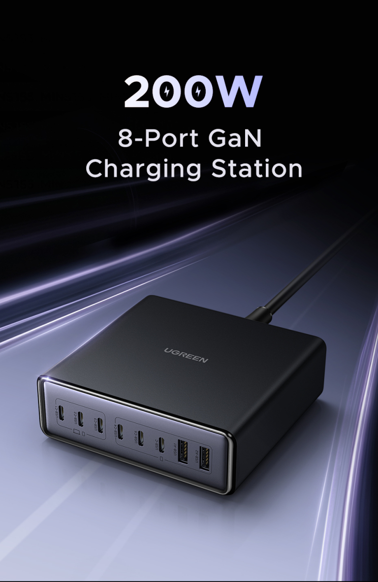 UGREEN 200 W-os töltőállomás – Egyszerre nyolcat? Naná 3