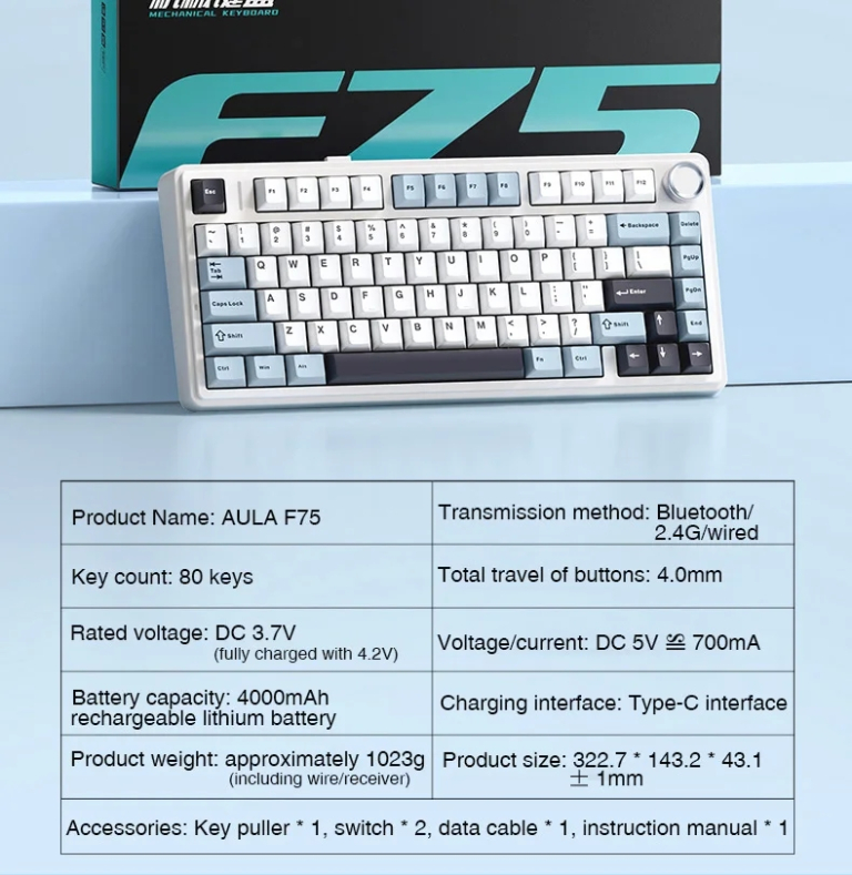 AULA F75 – prémium mechanikus billentyűzet megérősen 17