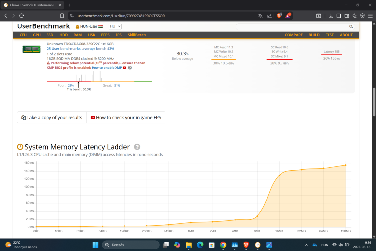 Chuwi CoreBook X 7430U laptop teszt 32