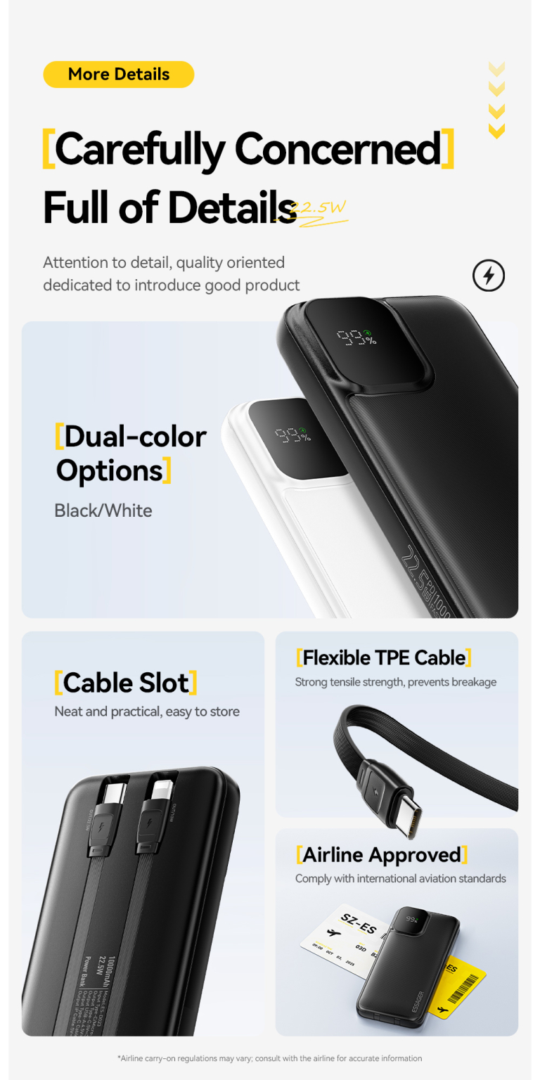 Essager power bank – két kábel, nulla para, 22,5 watt 7