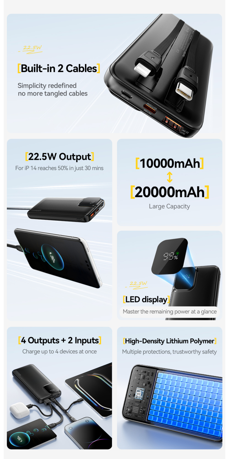 Essager power bank – két kábel, nulla para, 22,5 watt 11