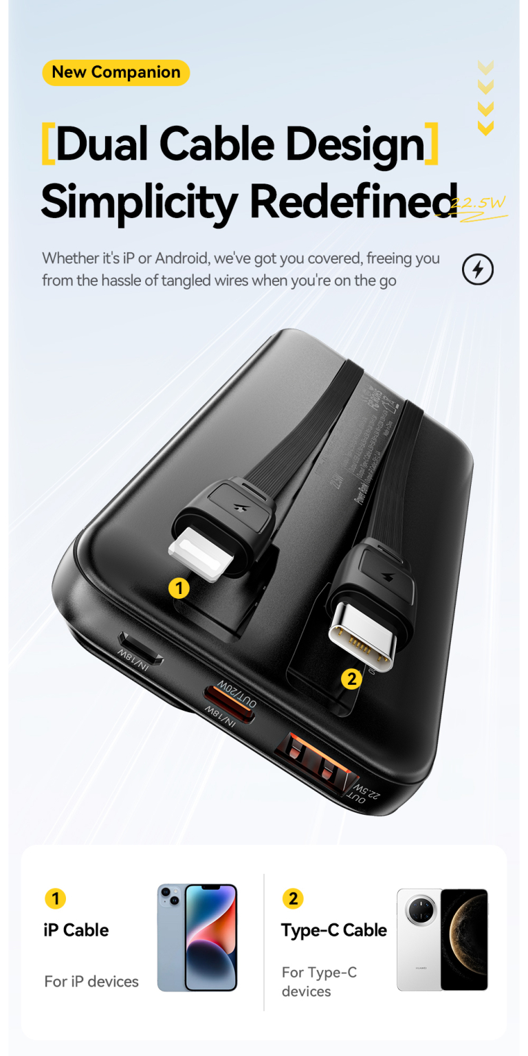 Essager power bank – két kábel, nulla para, 22,5 watt 4