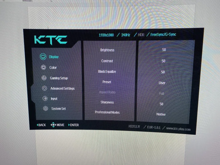 Prueba 32 del monitor de jugador KTC H17S29F